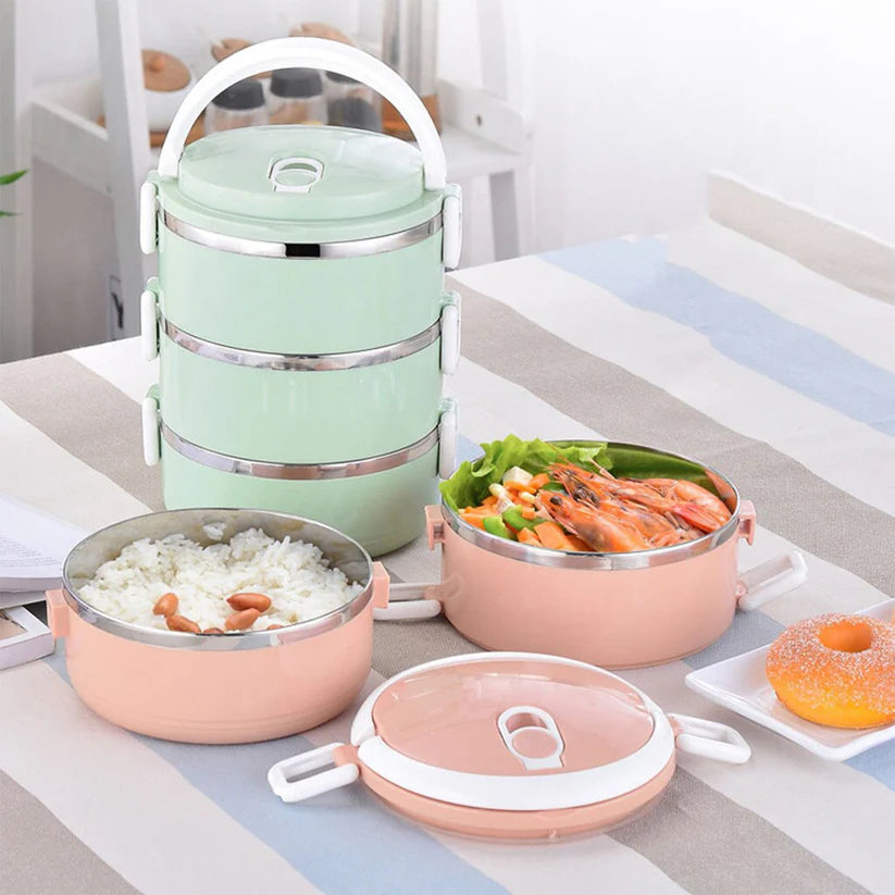 Lunchie Bunchie Stainless Steel Lunch Box – 3-Layer Insulated Hot Food Carrier