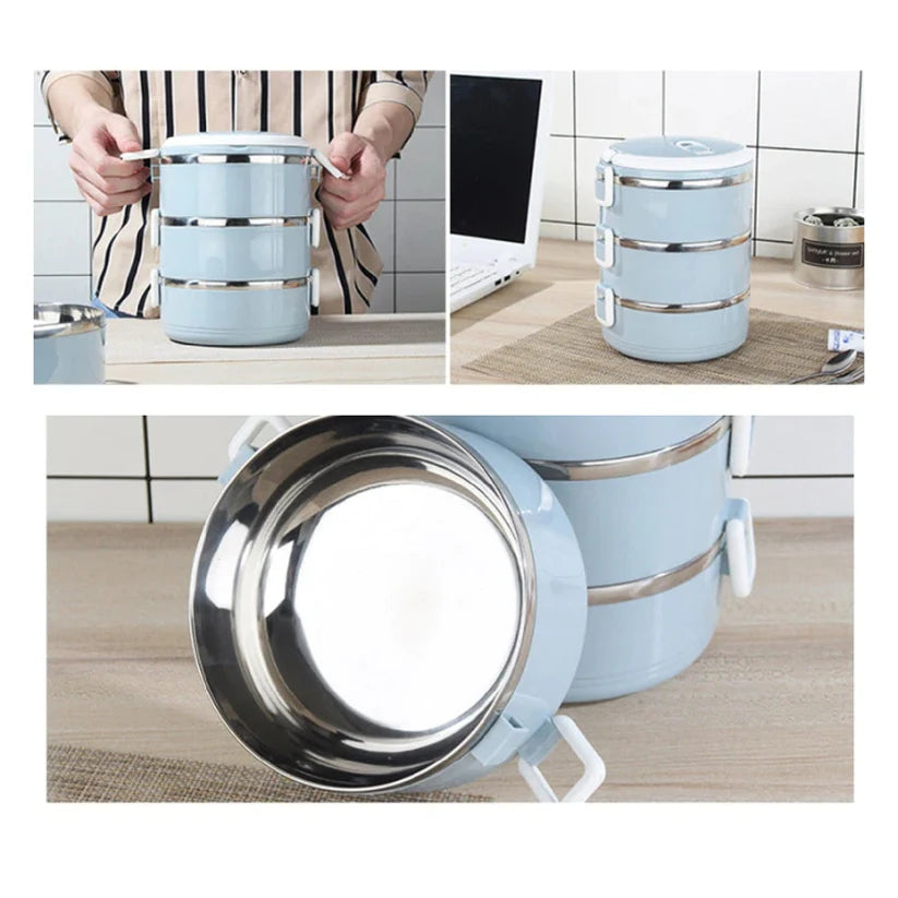 Lunchie Bunchie Stainless Steel Lunch Box – 3-Layer Insulated Hot Food Carrier