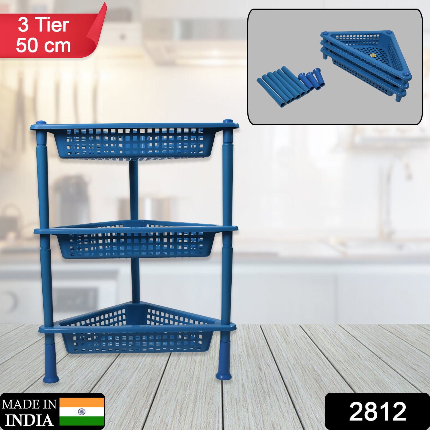 Triangle Storage Plastic 3-Tier Rack Shelf For Kitchen Living Room Bathroom
